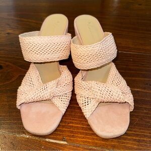 Anthropologie Mae Raffia‎ Heeled Mules Blush. Size 39